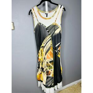 Miss Nikky Art Deco Sleeveless Multicolored Midi Dress Women's Size Medium